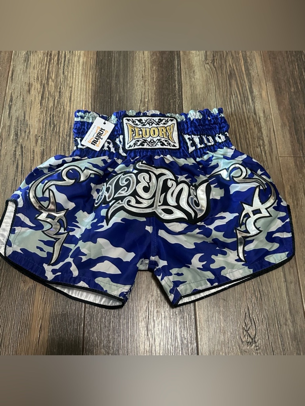 Fluory Muay Thai shorts blue camouflage kickboxing MMA women’s M NEW